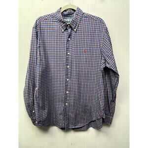 Ralph Lauren Classic Fit Shirt Mens Plaid Large‎ Long Sleeve Button Front Blue